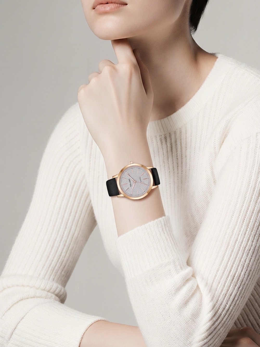 2387 - Black- Rose Gold Case Black Strap Women's Watch - Picture 3 of 6